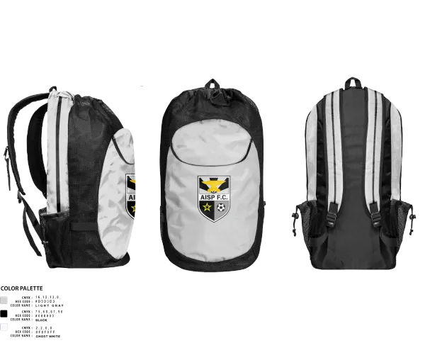 Gear Bag, AISP F.C., Men's Soccer, Teamtime, Team time, sublimation, custom sports apparel, team uniforms, spirit wear, spiritwear, sports uniforms, custom shirts, team store, custom team store, fundraiser sports, apparel fundraiser