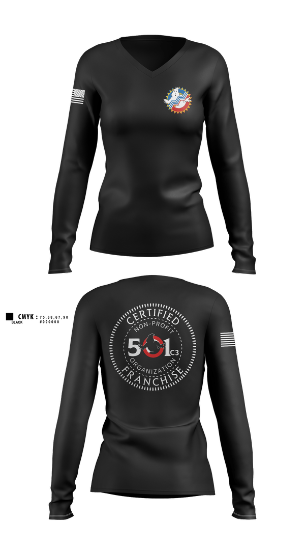Womens Long Sleeve Vneck Shirt, Sioux Empire Ghostbusters, , Teamtime, Team time, sublimation, custom sports apparel, team uniforms, spirit wear, spiritwear, sports uniforms, custom shirts, team store, custom team store, fundraiser sports, apparel fundraiser