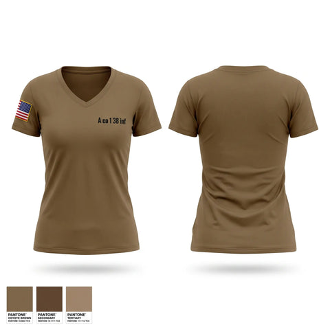 Womens Short Sleeve Vneck Shirt, A co 1/38 inf, Army, Teamtime, Team time, sublimation, custom sports apparel, team uniforms, spirit wear, spiritwear, sports uniforms, custom shirts, team store, custom team store, fundraiser sports, apparel fundraiser