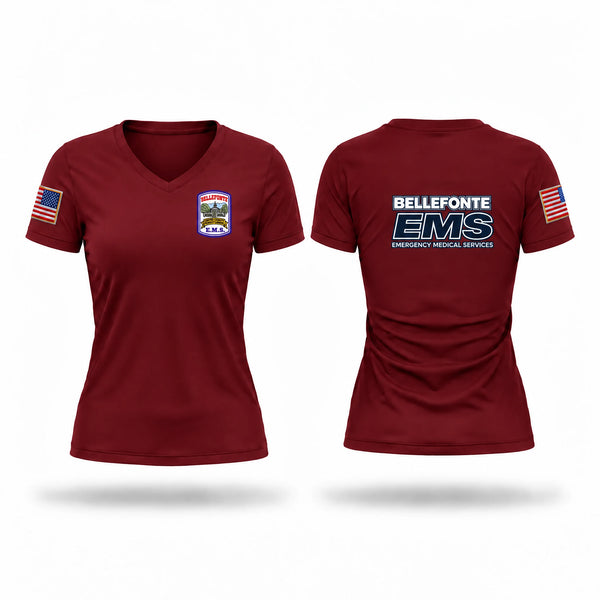 Womens Short Sleeve Vneck Shirt, Bellefonte EMS, EMS/EMT, Teamtime, Team time, sublimation, custom sports apparel, team uniforms, spirit wear, spiritwear, sports uniforms, custom shirts, team store, custom team store, fundraiser sports, apparel fundraiser