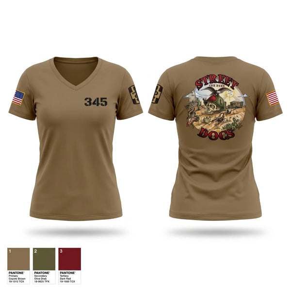 Womens Short Sleeve Vneck Shirt, 345th MCGA, Army, Teamtime, Team time, sublimation, custom sports apparel, team uniforms, spirit wear, spiritwear, sports uniforms, custom shirts, team store, custom team store, fundraiser sports, apparel fundraiser