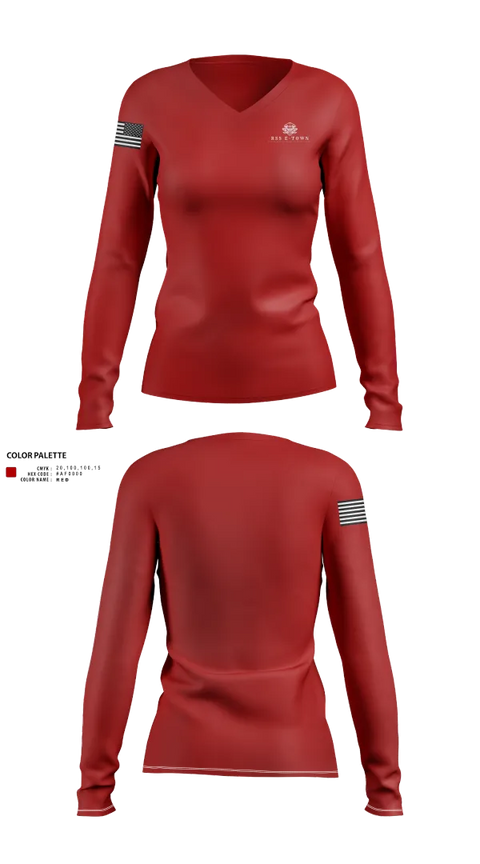 Womens Long Sleeve Vneck Shirt, RSS E-Town, , Teamtime, Team time, sublimation, custom sports apparel, team uniforms, spirit wear, spiritwear, sports uniforms, custom shirts, team store, custom team store, fundraiser sports, apparel fundraiser