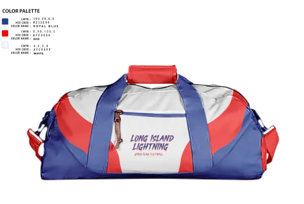 Duffle Bag, LI LIGHTNING, , Teamtime, Team time, sublimation, custom sports apparel, team uniforms, spirit wear, spiritwear, sports uniforms, custom shirts, team store, custom team store, fundraiser sports, apparel fundraiser