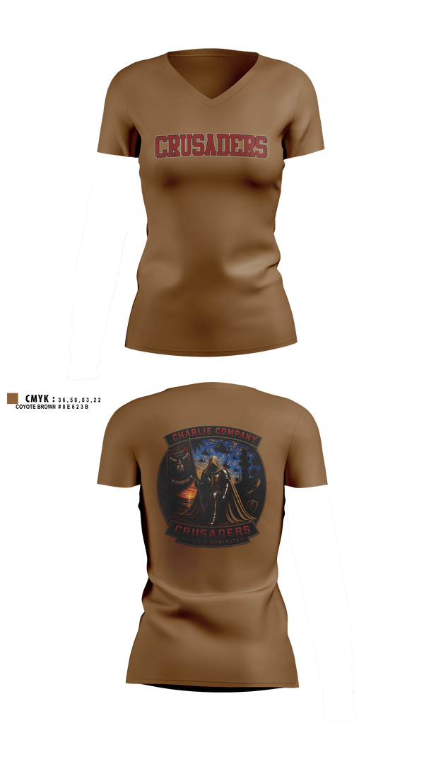 Womens Short Sleeve Vneck Shirt, CRUSADERS, Army, Teamtime, Team time, sublimation, custom sports apparel, team uniforms, spirit wear, spiritwear, sports uniforms, custom shirts, team store, custom team store, fundraiser sports, apparel fundraiser