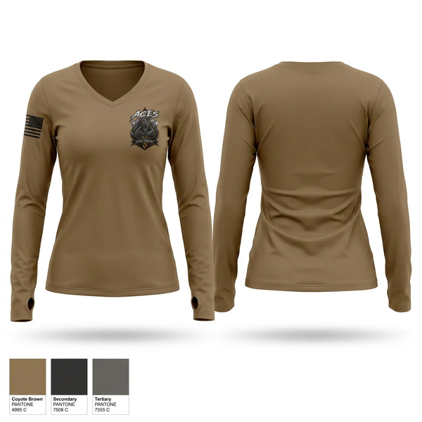 Womens Long Sleeve Vneck Shirt, Alpha FMS, Army, Teamtime, Team time, sublimation, custom sports apparel, team uniforms, spirit wear, spiritwear, sports uniforms, custom shirts, team store, custom team store, fundraiser sports, apparel fundraiser