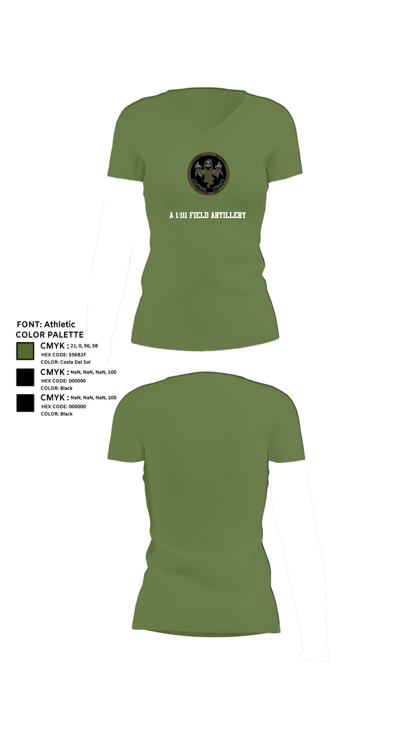 Womens Short Sleeve Vneck Shirt, A 1/111 Field Artillery, , Teamtime, Team time, sublimation, custom sports apparel, team uniforms, spirit wear, spiritwear, sports uniforms, custom shirts, team store, custom team store, fundraiser sports, apparel fundraiser