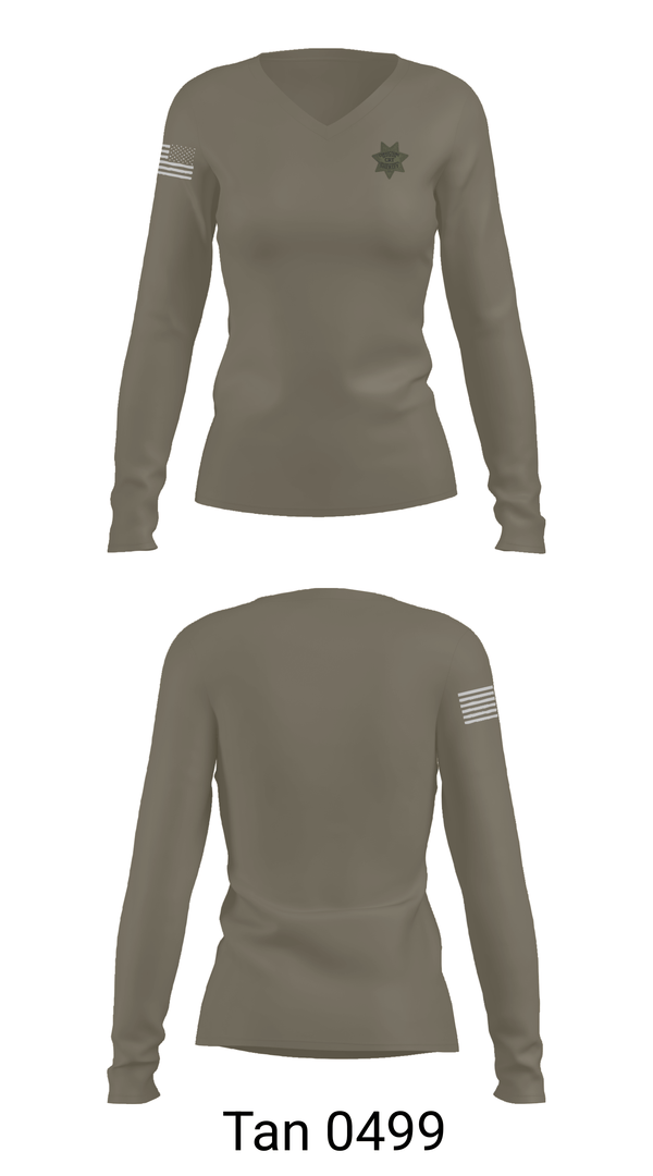 Womens Long Sleeve Vneck Shirt, Solano County Sheriff CRT, Police, Teamtime, Team time, sublimation, custom sports apparel, team uniforms, spirit wear, spiritwear, sports uniforms, custom shirts, team store, custom team store, fundraiser sports, apparel fundraiser