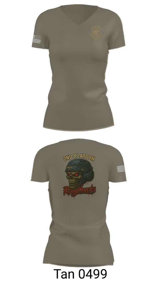 Womens Short Sleeve Vneck Shirt, 2nd Platoon roughnecks 49th, Army, Teamtime, Team time, sublimation, custom sports apparel, team uniforms, spirit wear, spiritwear, sports uniforms, custom shirts, team store, custom team store, fundraiser sports, apparel fundraiser