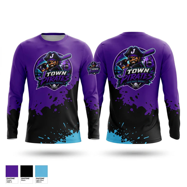 Long Sleeve Performance Shirt, J-Town Pirates, Baseball, Teamtime, Team time, sublimation, custom sports apparel, team uniforms, spirit wear, spiritwear, sports uniforms, custom shirts, team store, custom team store, fundraiser sports, apparel fundraiser