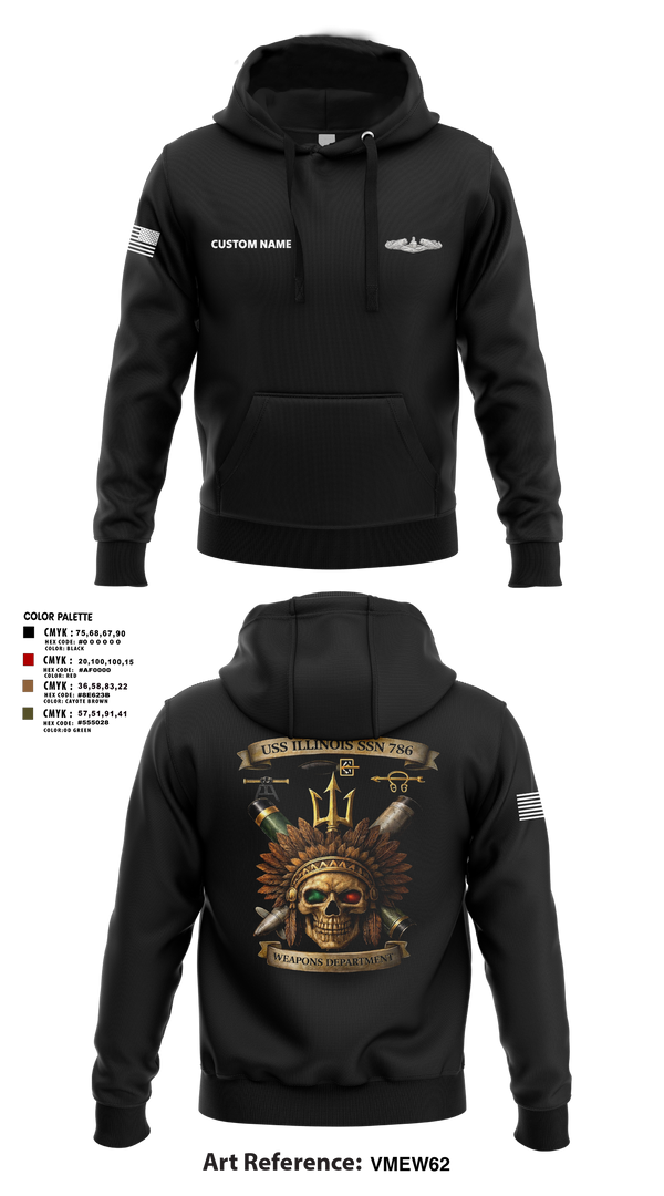 Hoodie, USS Illinois (SSN 786), , Teamtime, Team time, sublimation, custom sports apparel, team uniforms, spirit wear, spiritwear, sports uniforms, custom shirts, team store, custom team store, fundraiser sports, apparel fundraiser