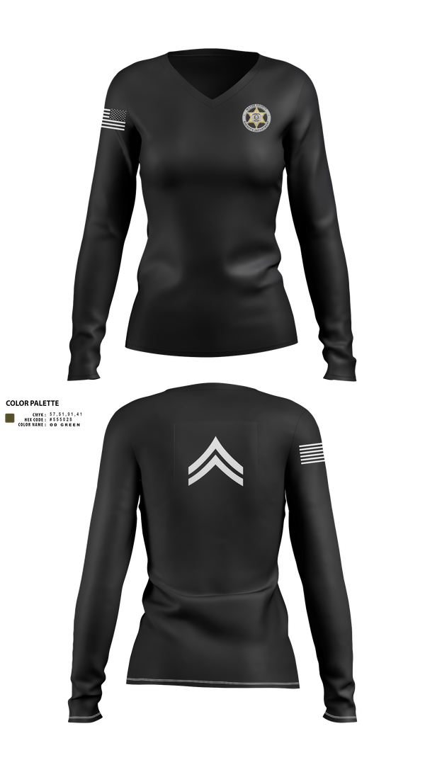 Womens Long Sleeve Vneck Shirt, Wayne County Sheriff’s Department, Police, Teamtime, Team time, sublimation, custom sports apparel, team uniforms, spirit wear, spiritwear, sports uniforms, custom shirts, team store, custom team store, fundraiser sports, apparel fundraiser