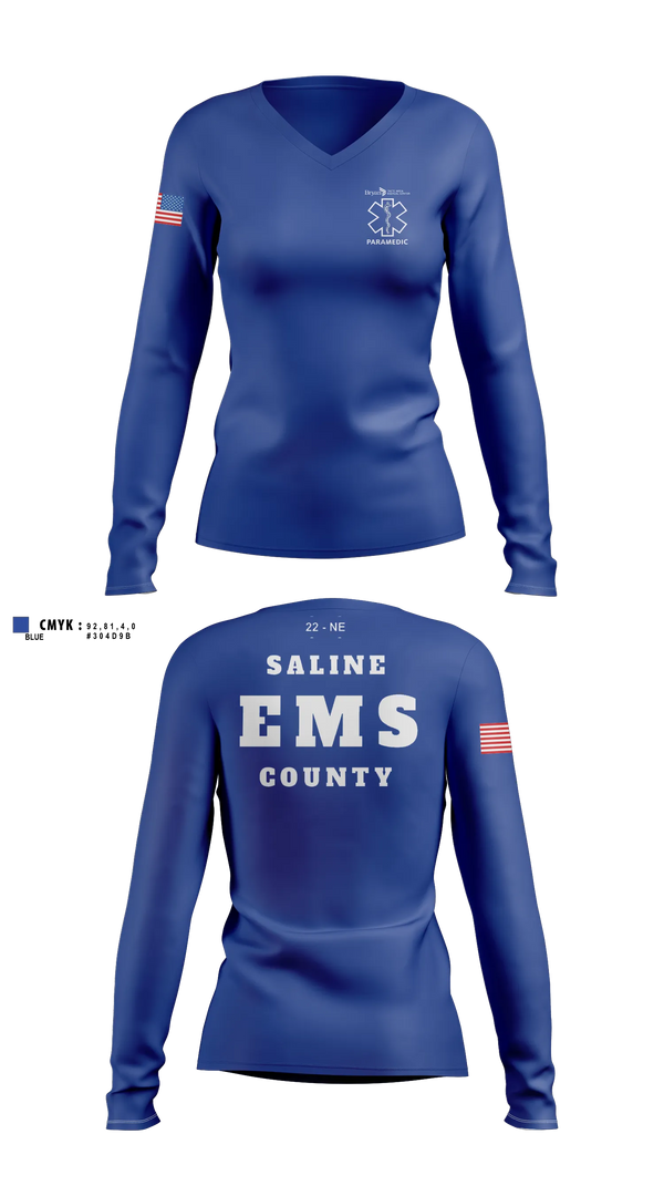 Womens Long Sleeve Vneck Shirt, Crete Area Medical Center EMS, EMS/EMT, Teamtime, Team time, sublimation, custom sports apparel, team uniforms, spirit wear, spiritwear, sports uniforms, custom shirts, team store, custom team store, fundraiser sports, apparel fundraiser
