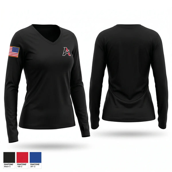 Womens Long Sleeve Vneck Shirt, Aero seat, Fire Department, Teamtime, Team time, sublimation, custom sports apparel, team uniforms, spirit wear, spiritwear, sports uniforms, custom shirts, team store, custom team store, fundraiser sports, apparel fundraiser