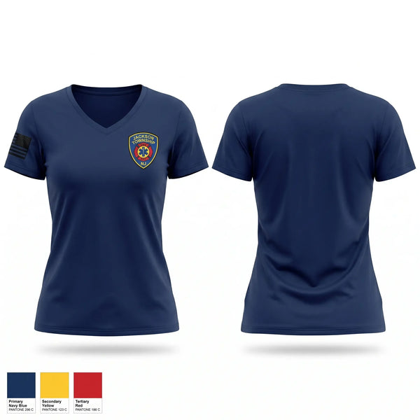 Womens Short Sleeve Vneck Shirt, JTEMS, EMS/EMT, Teamtime, Team time, sublimation, custom sports apparel, team uniforms, spirit wear, spiritwear, sports uniforms, custom shirts, team store, custom team store, fundraiser sports, apparel fundraiser