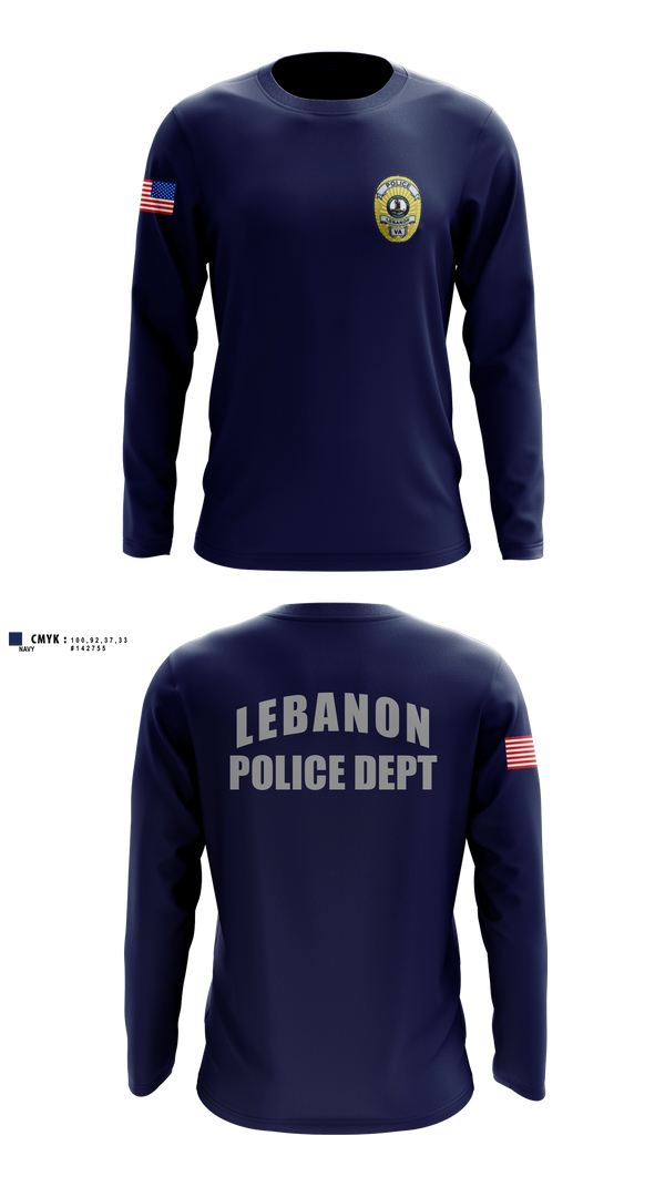 Long Sleeve Performance Shirt, Lebanon Police Department, Police, Teamtime, Team time, sublimation, custom sports apparel, team uniforms, spirit wear, spiritwear, sports uniforms, custom shirts, team store, custom team store, fundraiser sports, apparel fundraiser