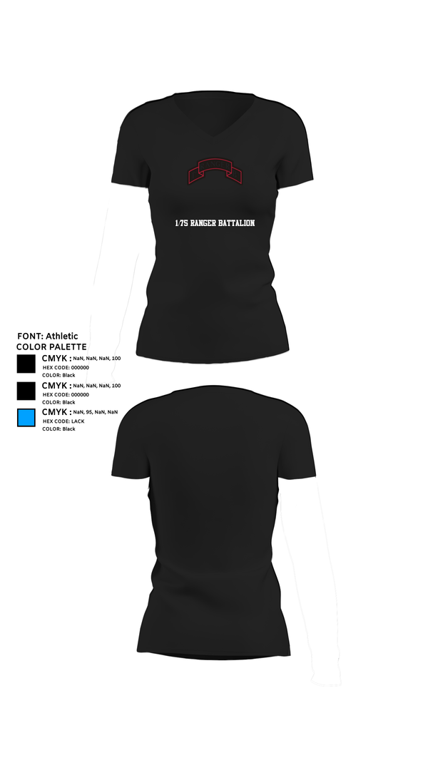 Womens Short Sleeve Vneck Shirt, 1/75 Ranger Battalion, Army, Teamtime, Team time, sublimation, custom sports apparel, team uniforms, spirit wear, spiritwear, sports uniforms, custom shirts, team store, custom team store, fundraiser sports, apparel fundraiser