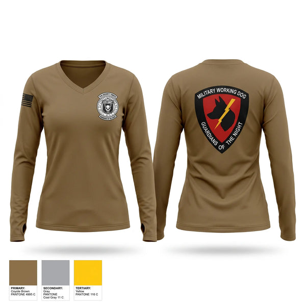 Womens Long Sleeve Vneck Shirt, 75 SFS MWD Section, Air Force, Teamtime, Team time, sublimation, custom sports apparel, team uniforms, spirit wear, spiritwear, sports uniforms, custom shirts, team store, custom team store, fundraiser sports, apparel fundraiser