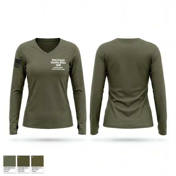 Womens Long Sleeve Vneck Shirt, Kent County Sheriffs Office SEAR, Police, Teamtime, Team time, sublimation, custom sports apparel, team uniforms, spirit wear, spiritwear, sports uniforms, custom shirts, team store, custom team store, fundraiser sports, apparel fundraiser