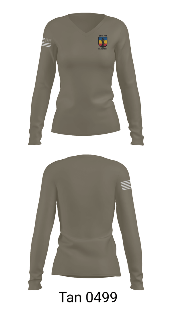 Womens Long Sleeve Vneck Shirt, 211th RTI, National Guard, Teamtime, Team time, sublimation, custom sports apparel, team uniforms, spirit wear, spiritwear, sports uniforms, custom shirts, team store, custom team store, fundraiser sports, apparel fundraiser