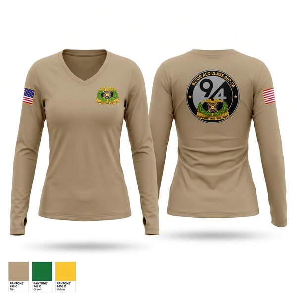 Womens Long Sleeve Vneck Shirt, 92S30 ALC Class 002-26, Army, Teamtime, Team time, sublimation, custom sports apparel, team uniforms, spirit wear, spiritwear, sports uniforms, custom shirts, team store, custom team store, fundraiser sports, apparel fundraiser