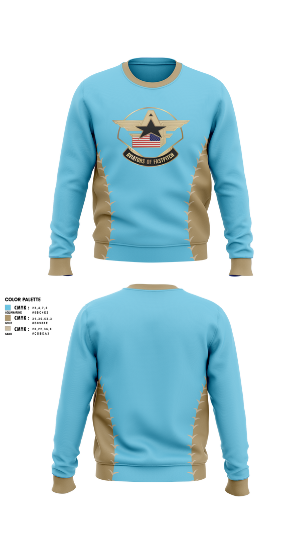 Crew Neck Sweatshirt, Aviators of Fastpitch, Softball, Teamtime, Team time, sublimation, custom sports apparel, team uniforms, spirit wear, spiritwear, sports uniforms, custom shirts, team store, custom team store, fundraiser sports, apparel fundraiser