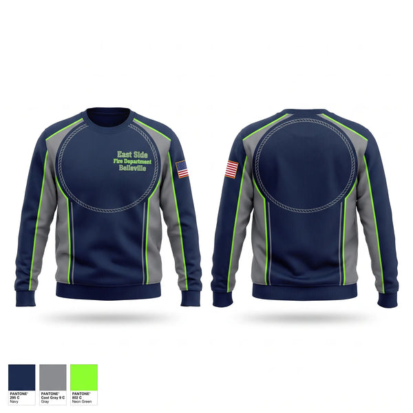 Crew Neck Sweatshirt, East Side Fire Department (Belleville), Fire Department, Teamtime, Team time, sublimation, custom sports apparel, team uniforms, spirit wear, spiritwear, sports uniforms, custom shirts, team store, custom team store, fundraiser sports, apparel fundraiser