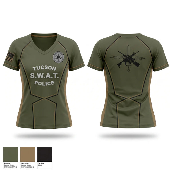 Womens Short Sleeve Vneck Shirt, Tucson Police SWAT, Police, Teamtime, Team time, sublimation, custom sports apparel, team uniforms, spirit wear, spiritwear, sports uniforms, custom shirts, team store, custom team store, fundraiser sports, apparel fundraiser