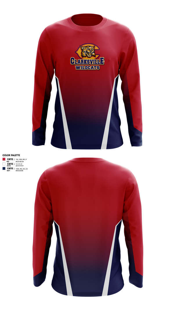 Long Sleeve Performance Shirt, Clarksville Wildcats, Men's Lacrosse, Teamtime, Team time, sublimation, custom sports apparel, team uniforms, spirit wear, spiritwear, sports uniforms, custom shirts, team store, custom team store, fundraiser sports, apparel fundraiser