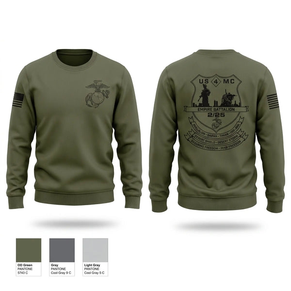 Crew Neck Sweatshirt, 2nd Battalion, 25th Marines, Marines, Teamtime, Team time, sublimation, custom sports apparel, team uniforms, spirit wear, spiritwear, sports uniforms, custom shirts, team store, custom team store, fundraiser sports, apparel fundraiser