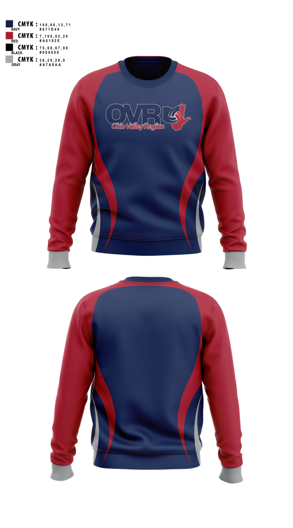 Crew Neck Sweatshirt, Ohio Valley Region Volleyball, Women's Volleyball, Teamtime, Team time, sublimation, custom sports apparel, team uniforms, spirit wear, spiritwear, sports uniforms, custom shirts, team store, custom team store, fundraiser sports, apparel fundraiser