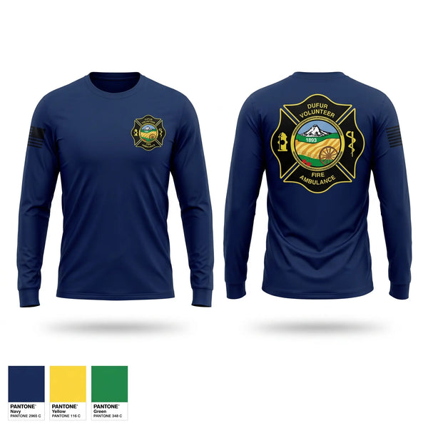 Long Sleeve Performance Shirt, Dufur Volunteer Fire and Ambulance, Fire Department, Teamtime, Team time, sublimation, custom sports apparel, team uniforms, spirit wear, spiritwear, sports uniforms, custom shirts, team store, custom team store, fundraiser sports, apparel fundraiser