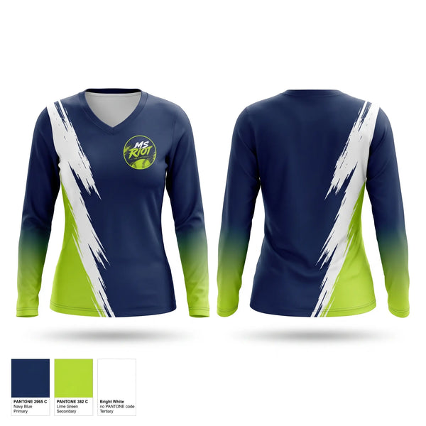 Womens Long Sleeve Vneck Shirt, MS Roit, Softball, Teamtime, Team time, sublimation, custom sports apparel, team uniforms, spirit wear, spiritwear, sports uniforms, custom shirts, team store, custom team store, fundraiser sports, apparel fundraiser