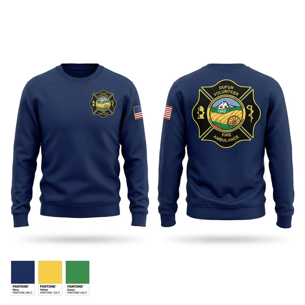 Crew Neck Sweatshirt, Dufur Volunteer Fire and Ambulance, Fire Department, Teamtime, Team time, sublimation, custom sports apparel, team uniforms, spirit wear, spiritwear, sports uniforms, custom shirts, team store, custom team store, fundraiser sports, apparel fundraiser