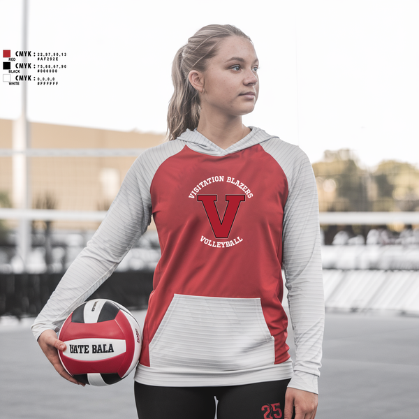 Womens Long Sleeve Vneck Shirt, Visitation Blazers Volleyball, Women's Volleyball, Teamtime, Team time, sublimation, custom sports apparel, team uniforms, spirit wear, spiritwear, sports uniforms, custom shirts, team store, custom team store, fundraiser sports, apparel fundraiser
