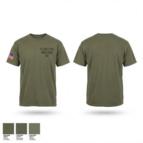 Old School Cotton Feel Shirt, State Fire Marshal K9, Police, Teamtime, Team time, sublimation, custom sports apparel, team uniforms, spirit wear, spiritwear, sports uniforms, custom shirts, team store, custom team store, fundraiser sports, apparel fundraiser