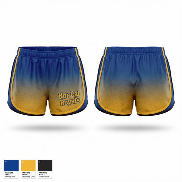 Womens Shorts, Nor Cal Royals, Cheer, Teamtime, Team time, sublimation, custom sports apparel, team uniforms, spirit wear, spiritwear, sports uniforms, custom shirts, team store, custom team store, fundraiser sports, apparel fundraiser