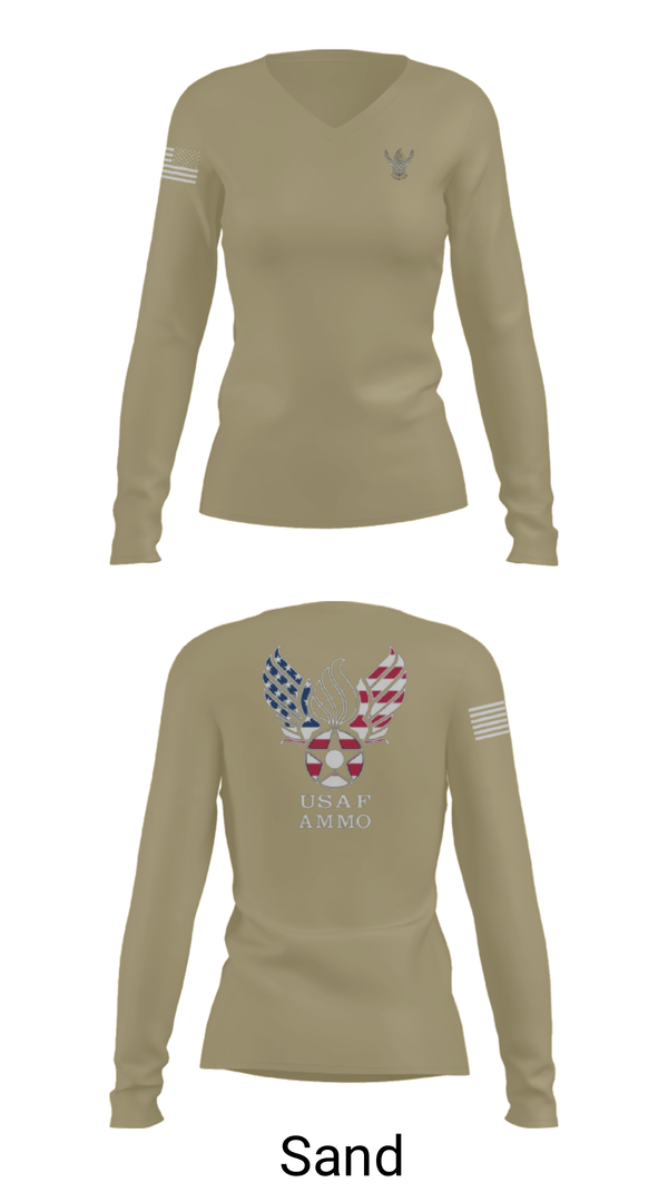 Women's Long Sleeve Vneck Shirt, 7th Munitions Sq, Air Force, Teamtime, Team time, sublimation, custom sports apparel, team uniforms, spirit wear, spiritwear, sports uniforms, custom shirts, team store, custom team store, fundraiser sports, apparel fundraiser