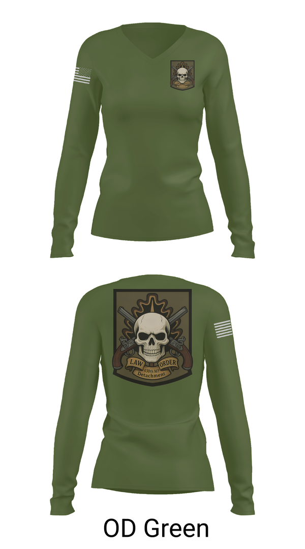 Womens Long Sleeve Vneck Shirt, 430th MP Detachment, , Teamtime, Team time, sublimation, custom sports apparel, team uniforms, spirit wear, spiritwear, sports uniforms, custom shirts, team store, custom team store, fundraiser sports, apparel fundraiser