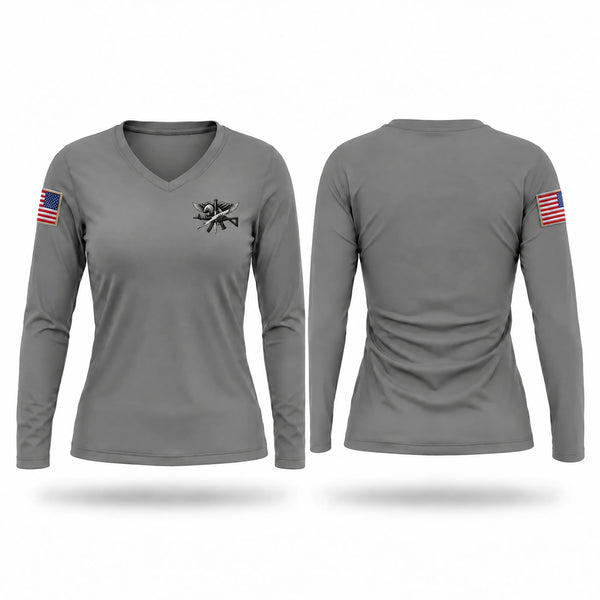 Womens Long Sleeve Vneck Shirt, Emergency Response Unit, Police, Teamtime, Team time, sublimation, custom sports apparel, team uniforms, spirit wear, spiritwear, sports uniforms, custom shirts, team store, custom team store, fundraiser sports, apparel fundraiser