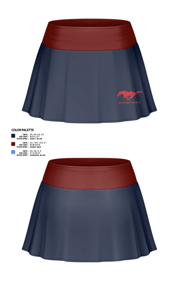 Skort, Tulare Western Mustangs, Tennis, Teamtime, Team time, sublimation, custom sports apparel, team uniforms, spirit wear, spiritwear, sports uniforms, custom shirts, team store, custom team store, fundraiser sports, apparel fundraiser