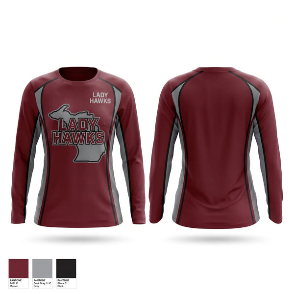 Long Sleeve Performance Shirt, Lady Hawks, Softball, Teamtime, Team time, sublimation, custom sports apparel, team uniforms, spirit wear, spiritwear, sports uniforms, custom shirts, team store, custom team store, fundraiser sports, apparel fundraiser