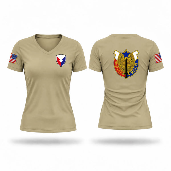 Womens Short Sleeve Vneck Shirt, 407th AFSB, Army, Teamtime, Team time, sublimation, custom sports apparel, team uniforms, spirit wear, spiritwear, sports uniforms, custom shirts, team store, custom team store, fundraiser sports, apparel fundraiser