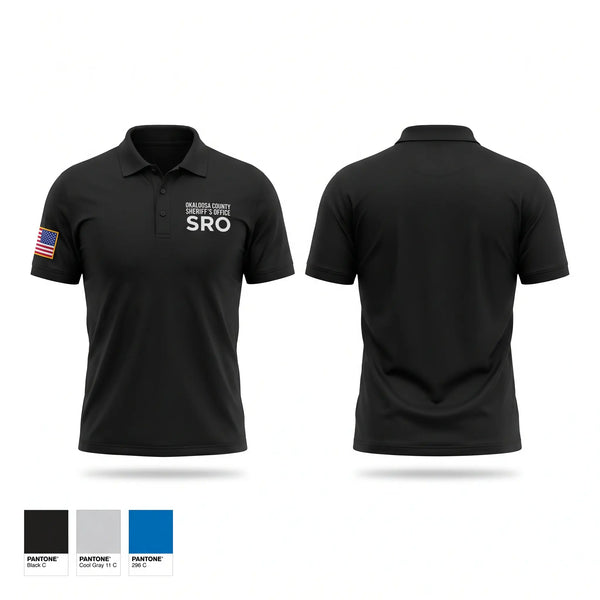 Short Sleeve Performance Polo, Okaloosa County Sheriff’s Office SRO, Police, Teamtime, Team time, sublimation, custom sports apparel, team uniforms, spirit wear, spiritwear, sports uniforms, custom shirts, team store, custom team store, fundraiser sports, apparel fundraiser