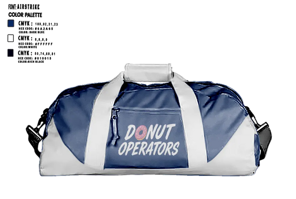 Duffle Bag, Donut Operators, Baseball, Teamtime, Team time, sublimation, custom sports apparel, team uniforms, spirit wear, spiritwear, sports uniforms, custom shirts, team store, custom team store, fundraiser sports, apparel fundraiser