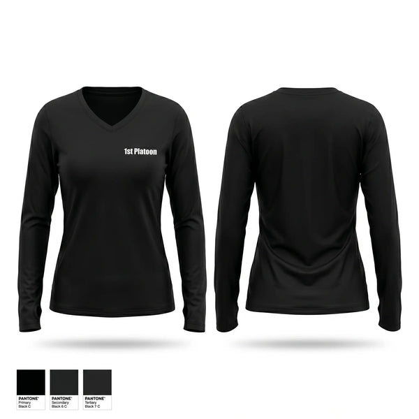 Womens Long Sleeve Vneck Shirt, 1st Platoon, Police, Teamtime, Team time, sublimation, custom sports apparel, team uniforms, spirit wear, spiritwear, sports uniforms, custom shirts, team store, custom team store, fundraiser sports, apparel fundraiser