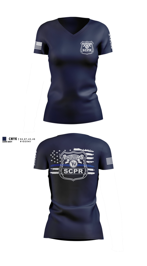 Womens Short Sleeve Vneck Shirt, Suffolk County Park Rangers, Police, Teamtime, Team time, sublimation, custom sports apparel, team uniforms, spirit wear, spiritwear, sports uniforms, custom shirts, team store, custom team store, fundraiser sports, apparel fundraiser