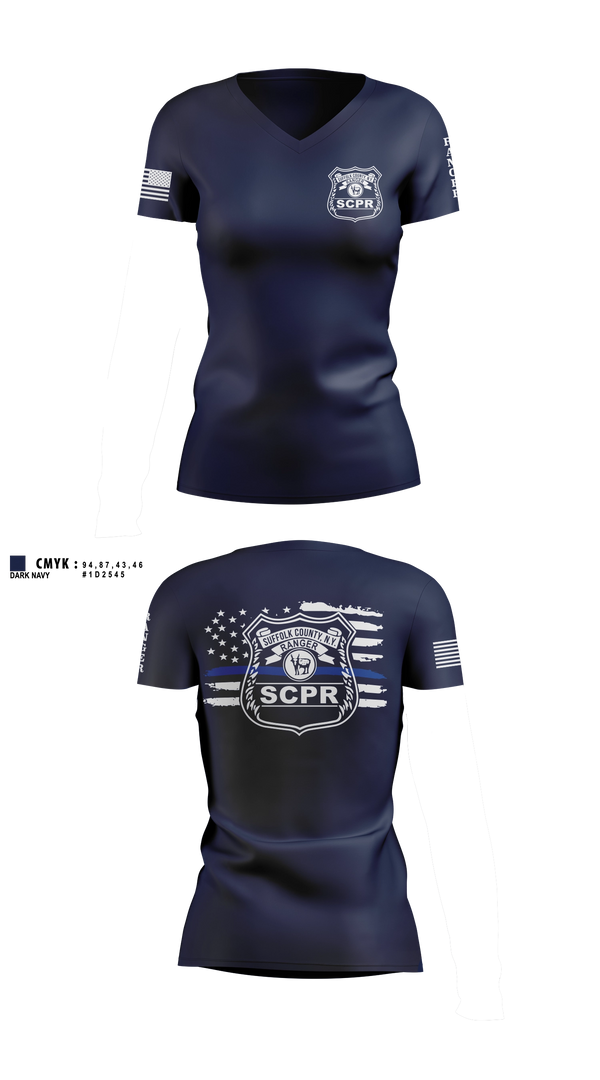 Womens Short Sleeve Vneck Shirt, Suffolk County Park Rangers, Police, Teamtime, Team time, sublimation, custom sports apparel, team uniforms, spirit wear, spiritwear, sports uniforms, custom shirts, team store, custom team store, fundraiser sports, apparel fundraiser