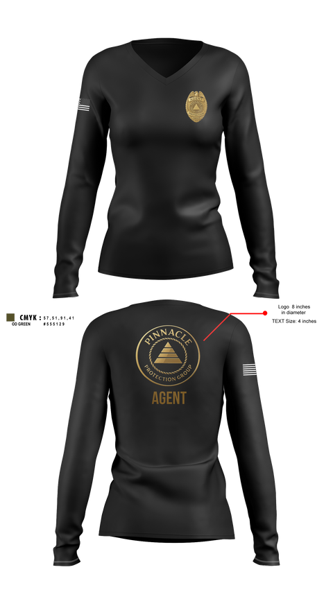 Womens Long Sleeve Vneck Shirt, Pinnacle Protection Group, , Teamtime, Team time, sublimation, custom sports apparel, team uniforms, spirit wear, spiritwear, sports uniforms, custom shirts, team store, custom team store, fundraiser sports, apparel fundraiser
