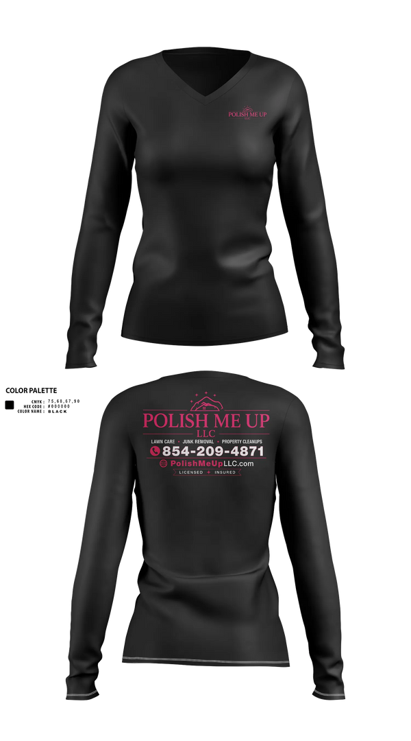 Womens Long Sleeve Vneck Shirt, Polish Me Up LLC, Fire Department, Teamtime, Team time, sublimation, custom sports apparel, team uniforms, spirit wear, spiritwear, sports uniforms, custom shirts, team store, custom team store, fundraiser sports, apparel fundraiser