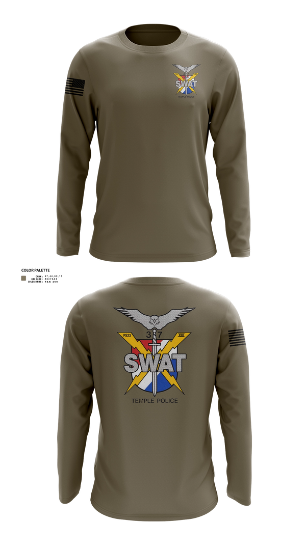 Long Sleeve Performance Shirt, Temple SWAT, Police, Teamtime, Team time, sublimation, custom sports apparel, team uniforms, spirit wear, spiritwear, sports uniforms, custom shirts, team store, custom team store, fundraiser sports, apparel fundraiser